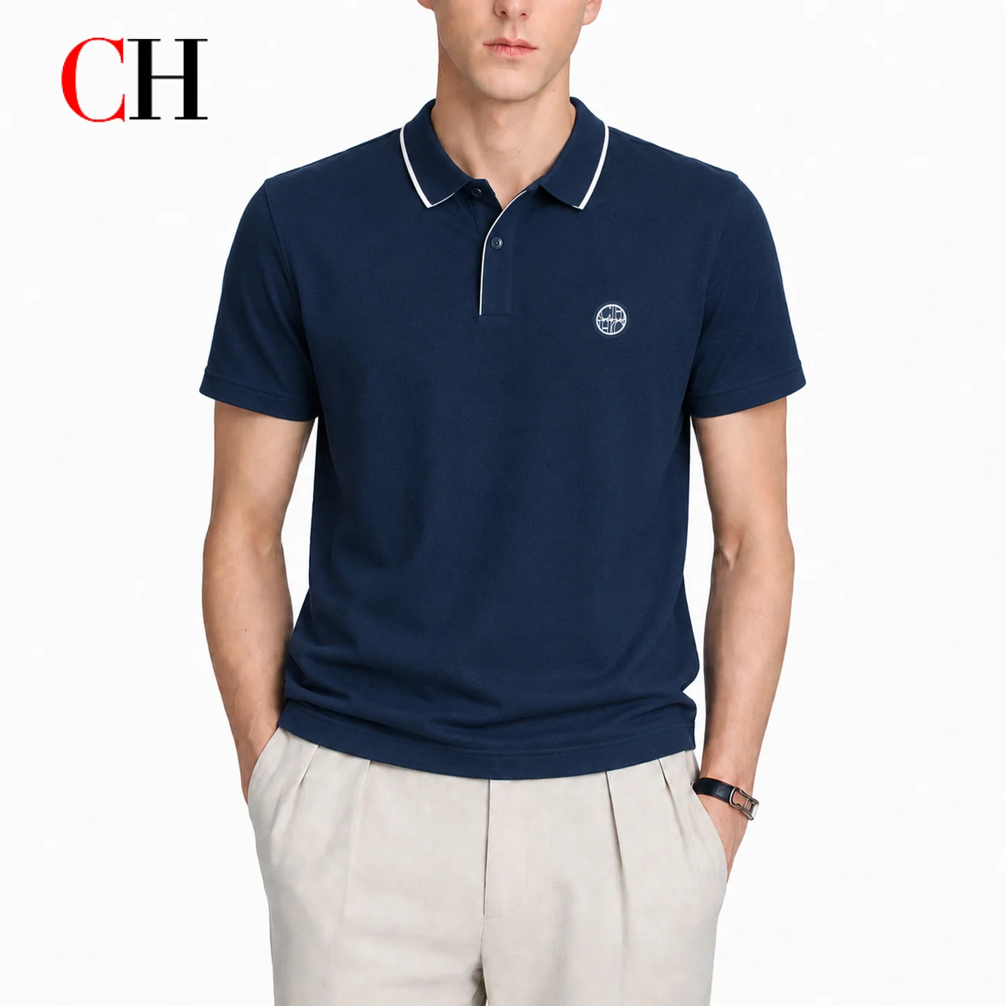 CH Men Single White Tipped Col - Golf Equipment Logo recension och pris