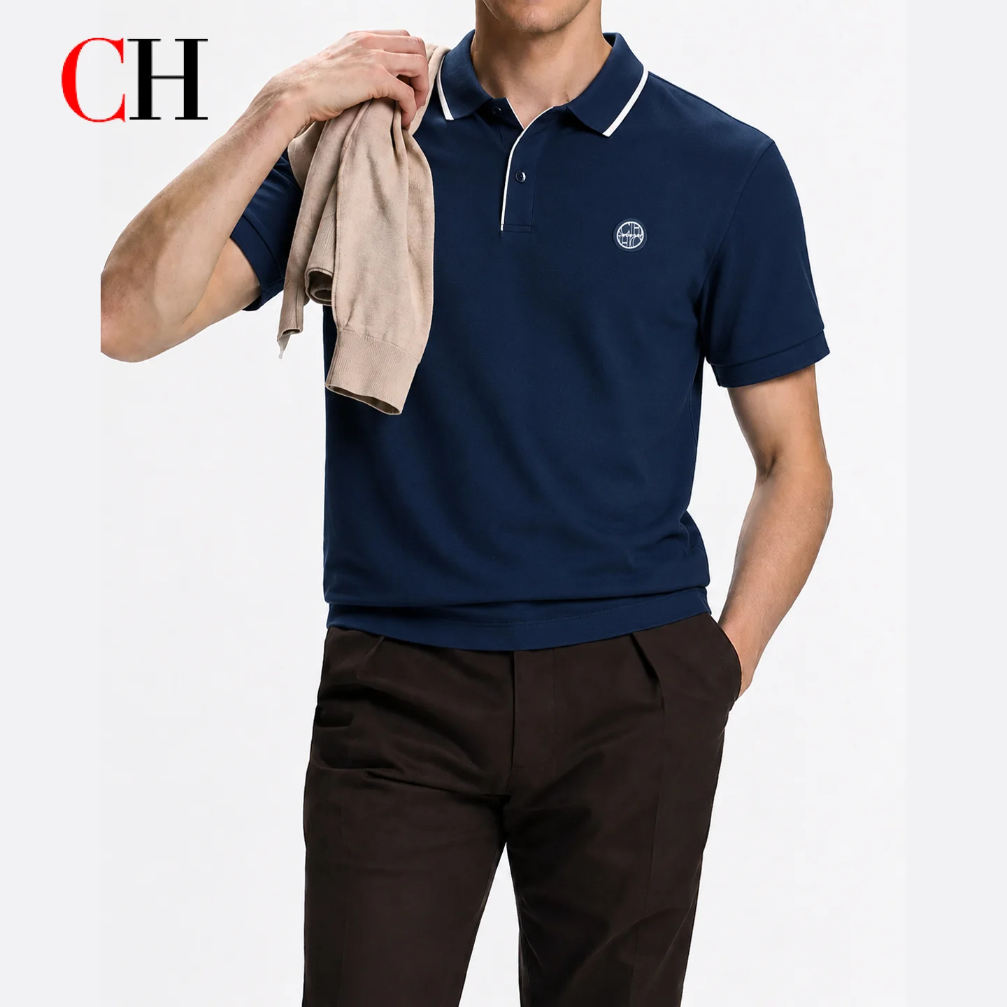 CH Men Single White Tipped Col - Golf Equipment Logo recension och pris